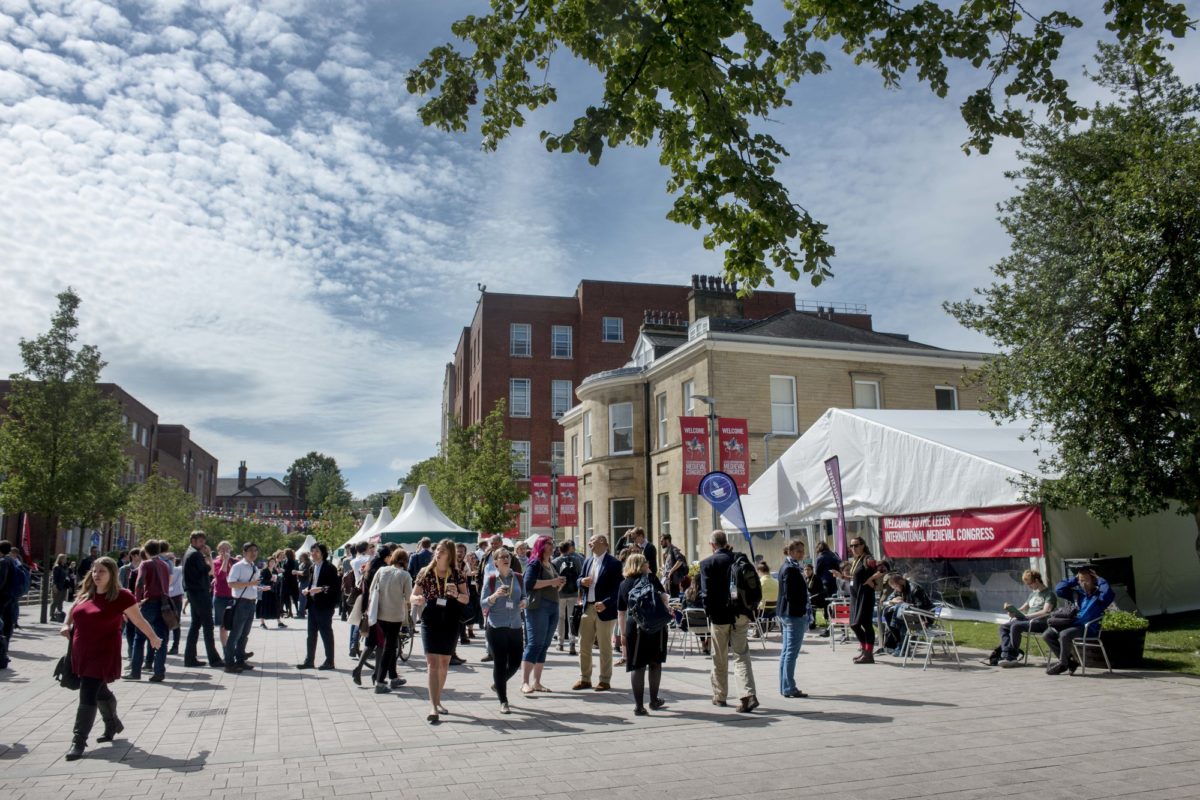 Crowds gather in University Square at IMC 2017