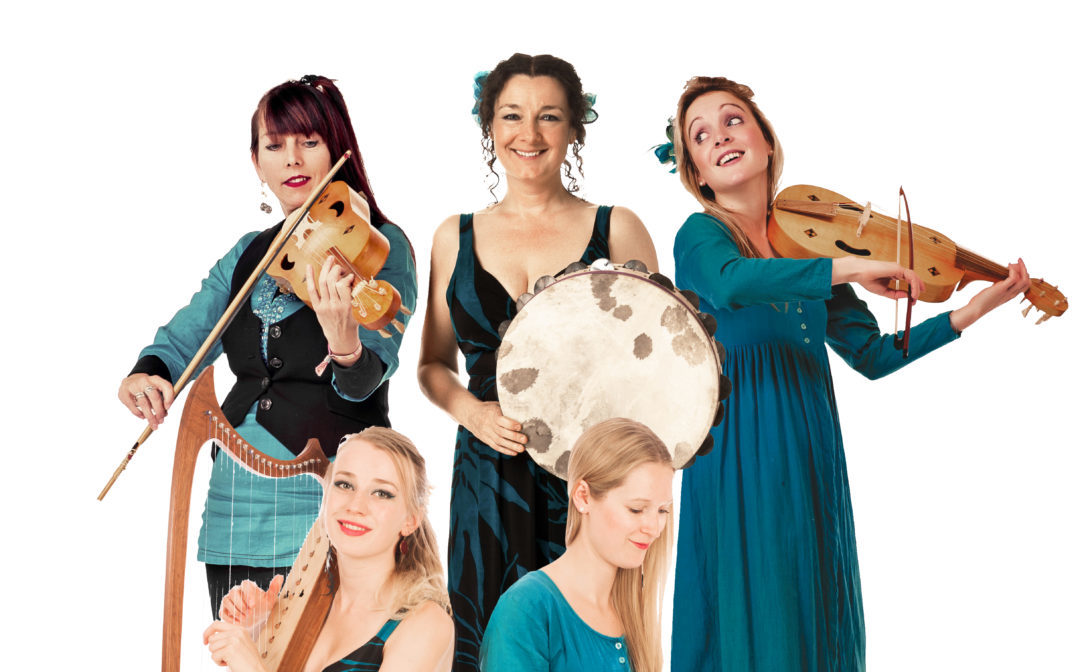 Performers Joglaresa with their instruments.