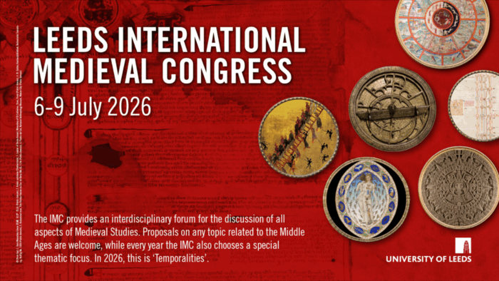 Postcard Advertising the International Medieval Congress 2026, where the special thematic focus will be Temporalities.